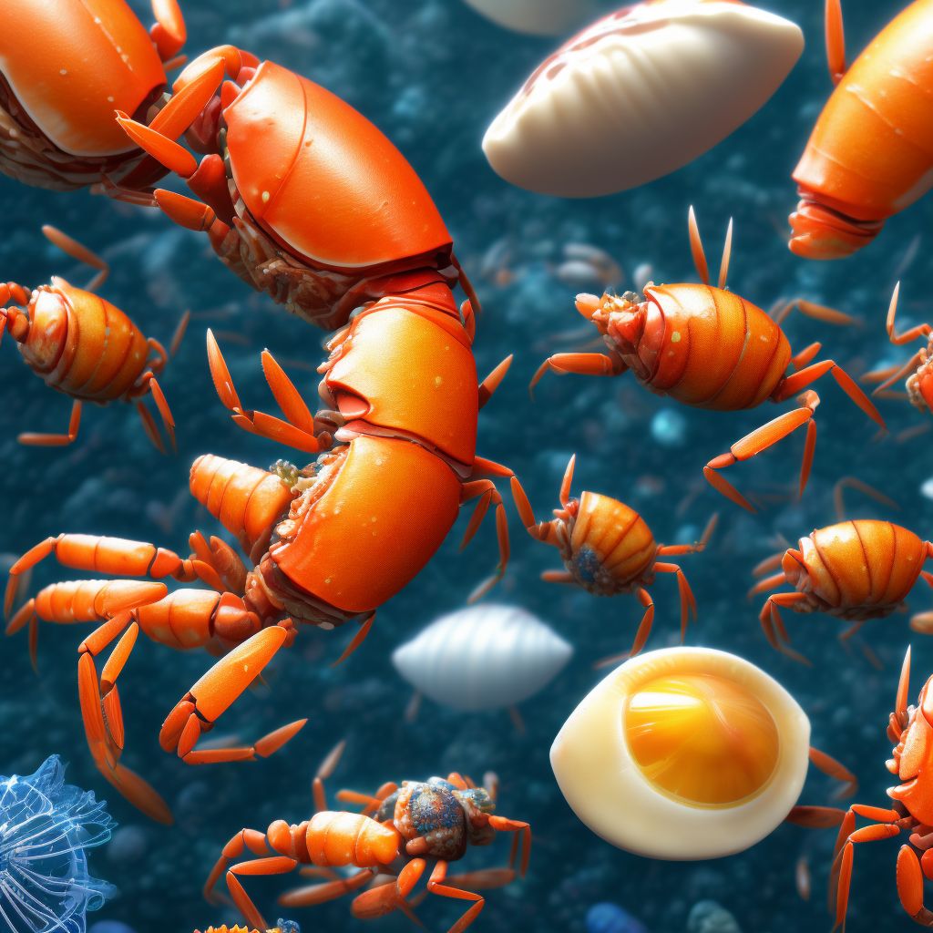 Anaphylactic reaction due to shellfish (crustaceans) digital illustration