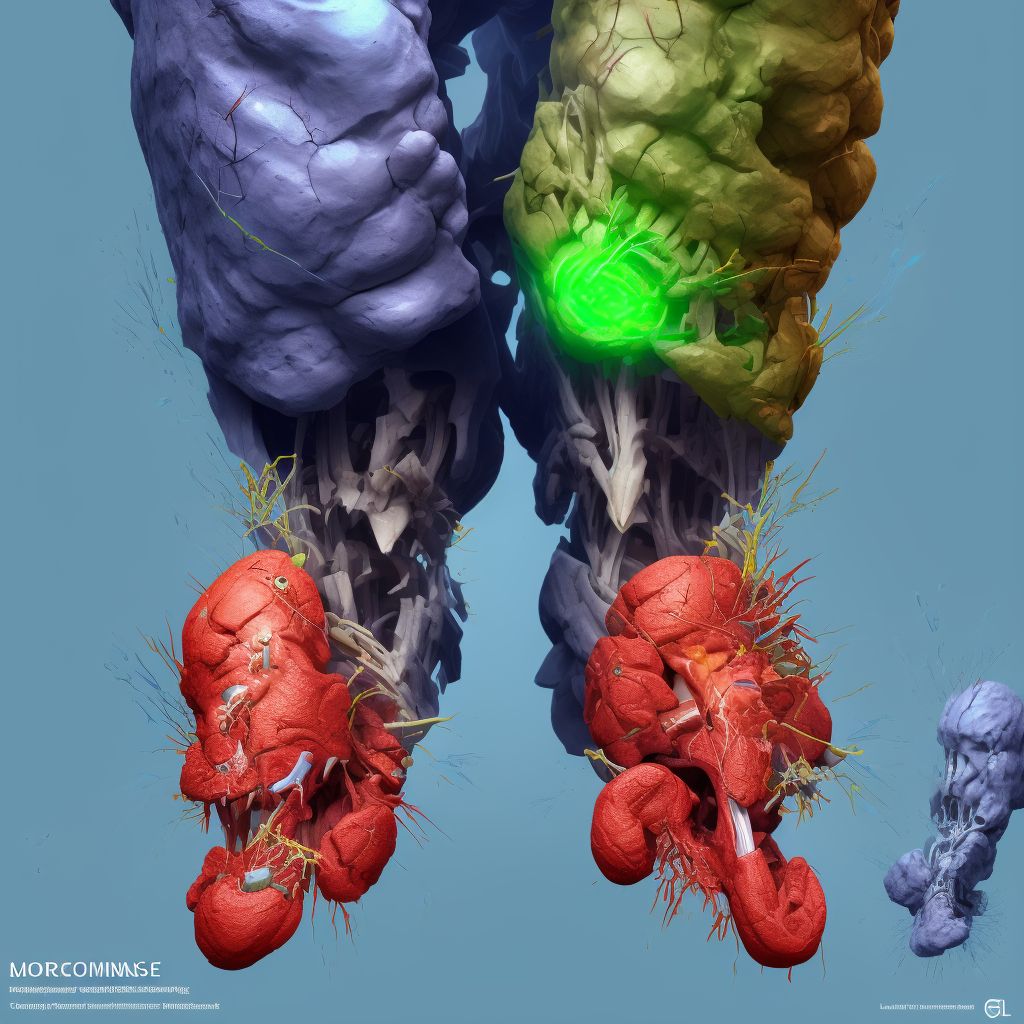 Traumatic compartment syndrome of left lower extremity digital illustration