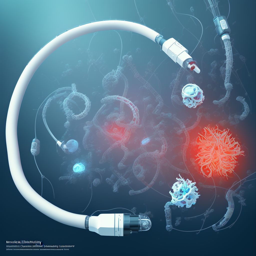 Mechanical complication of vascular dialysis catheter digital illustration