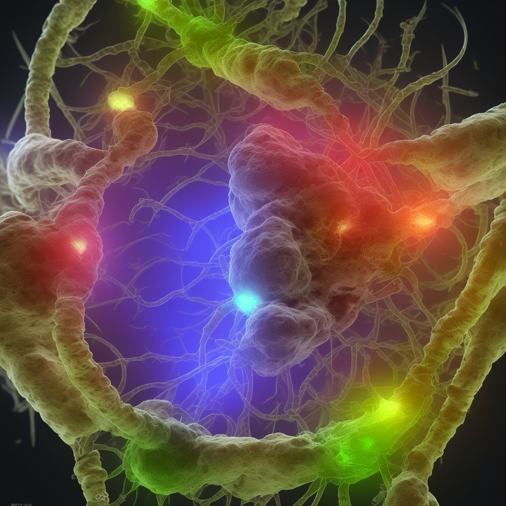 Exposure of implanted ureteral bulking agent into ureter digital illustration