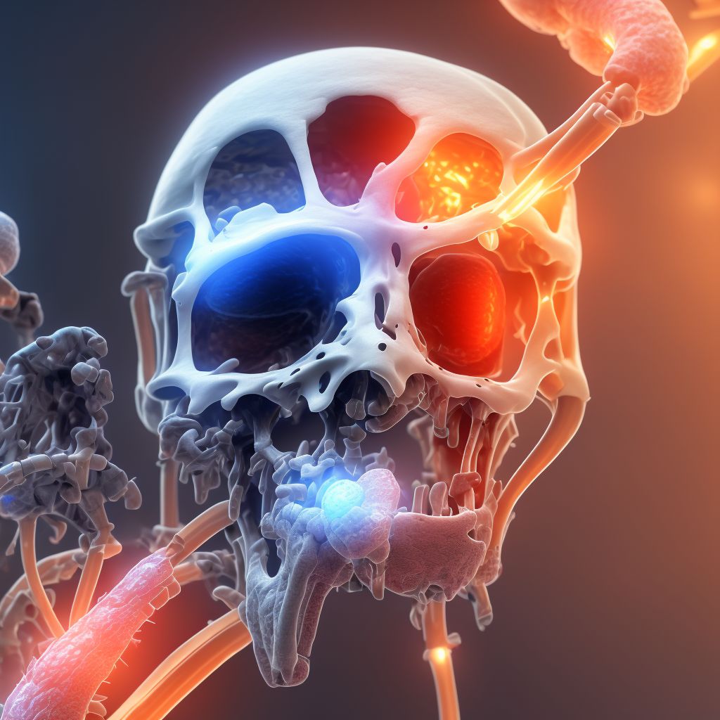 Periprosthetic osteolysis of internal prosthetic left hip joint digital illustration