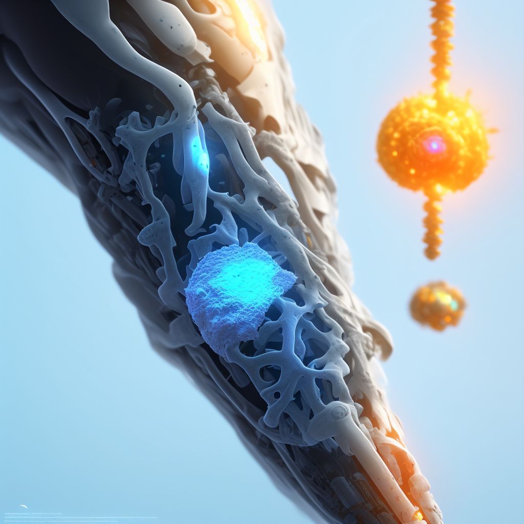 Wear of articular bearing surface of internal prosthetic left knee joint digital illustration