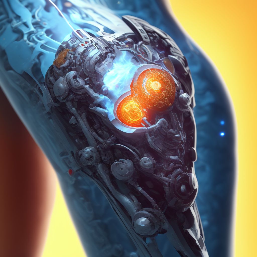 Other mechanical complication of internal right knee prosthesis digital illustration