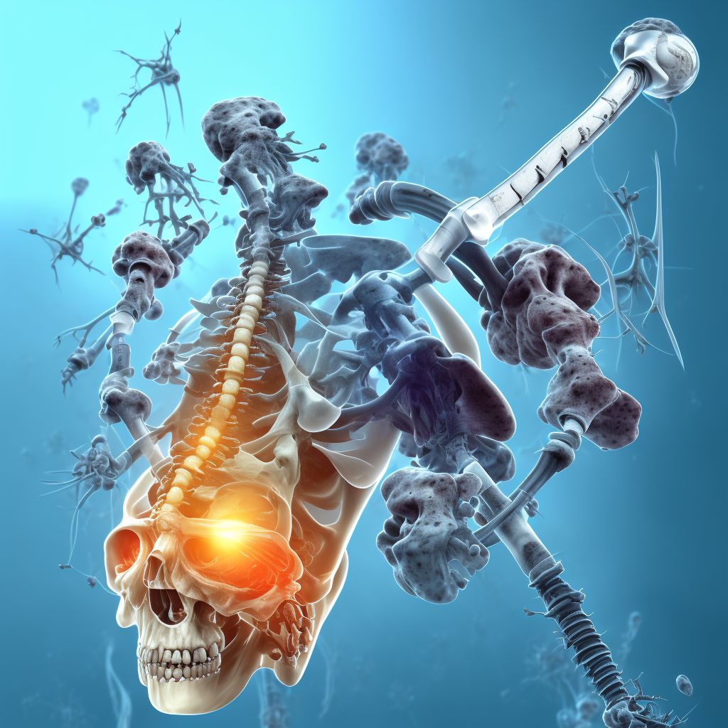 Displacement of internal fixation device of right humerus digital illustration