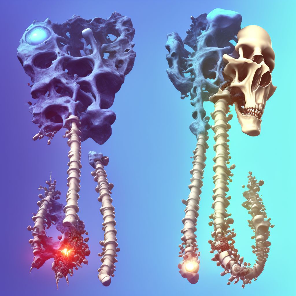 Displacement of internal fixation device of bone of left lower leg digital illustration