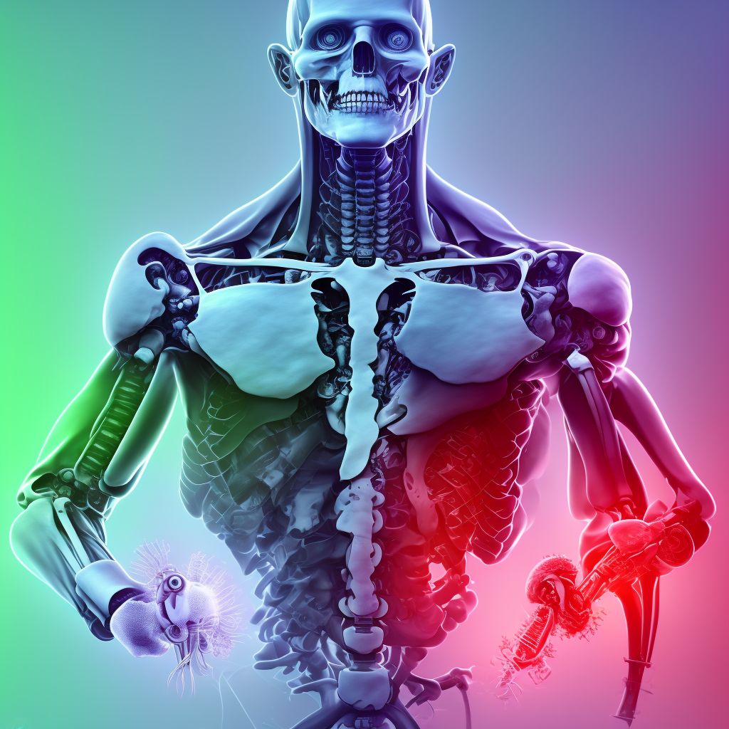 Other mechanical complication of internal fixation device of right humerus digital illustration