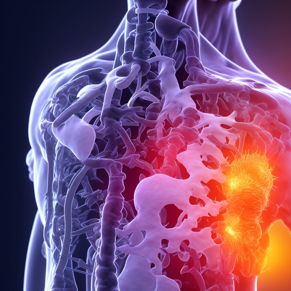 Infection and inflammatory reaction due to internal fixation device of left humerus digital illustration