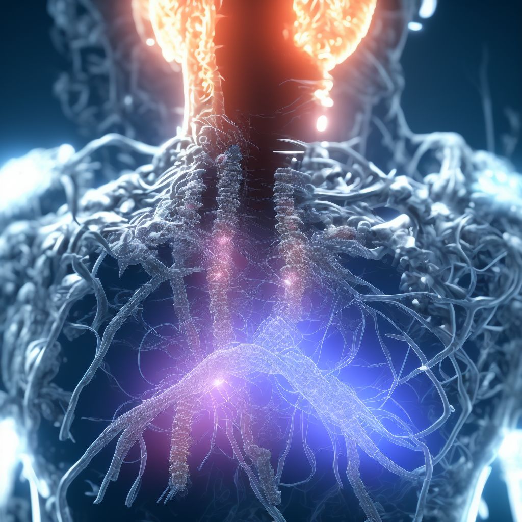 Breakdown (mechanical) of implanted electronic neurostimulator of spinal cord electrode (lead) digital illustration