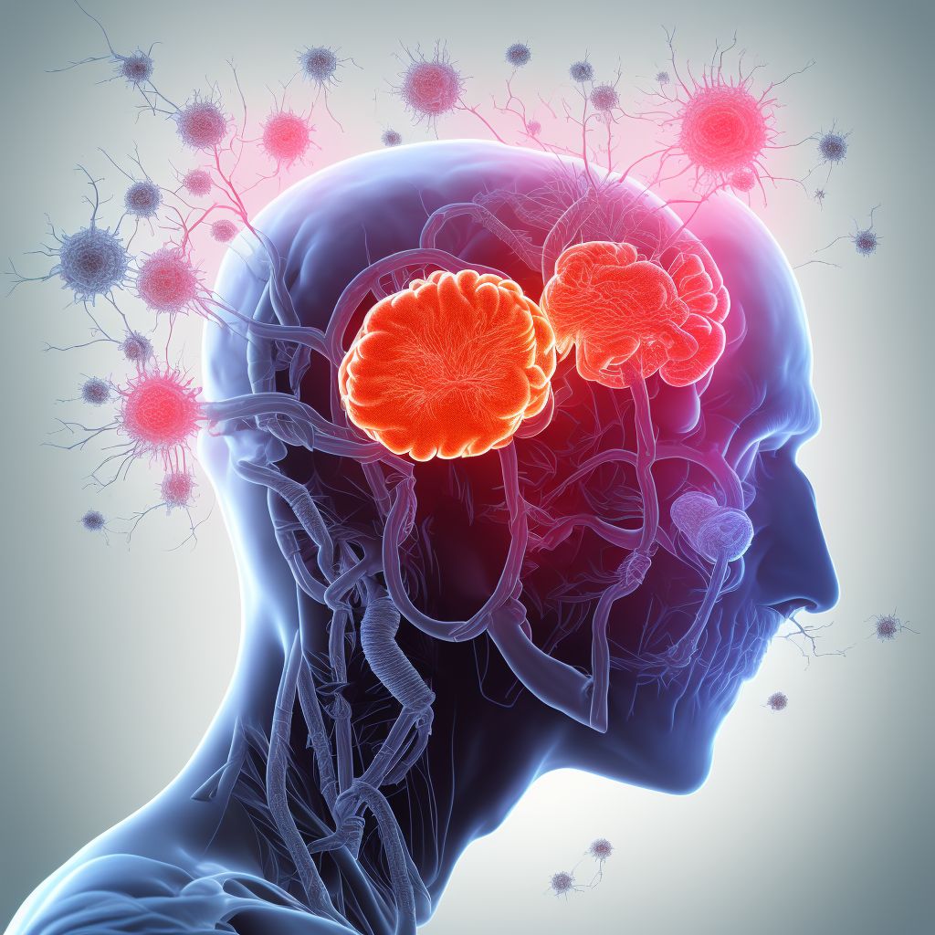 Infection and inflammatory reaction due to implanted electronic neurostimulator of brain, electrode (lead) digital illustration