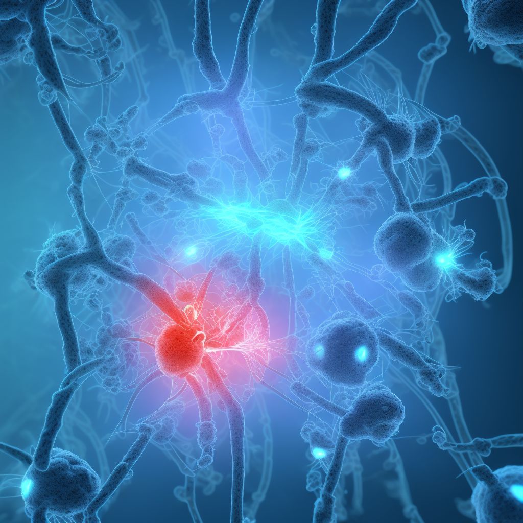 Infection and inflammatory reaction due to implanted electronic neurostimulator of spinal cord, electrode (lead) digital illustration