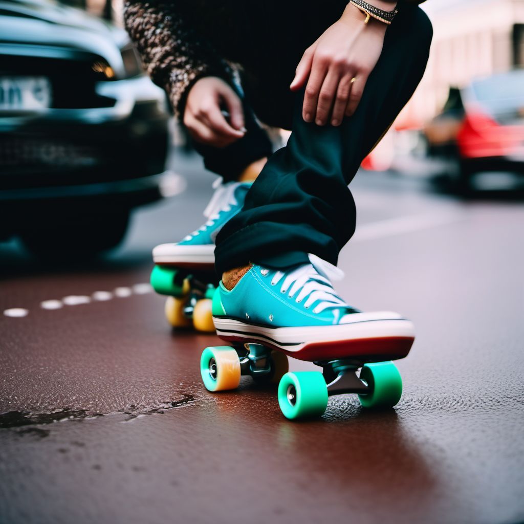 Pedestrian on foot injured in collision with roller-skater digital illustration