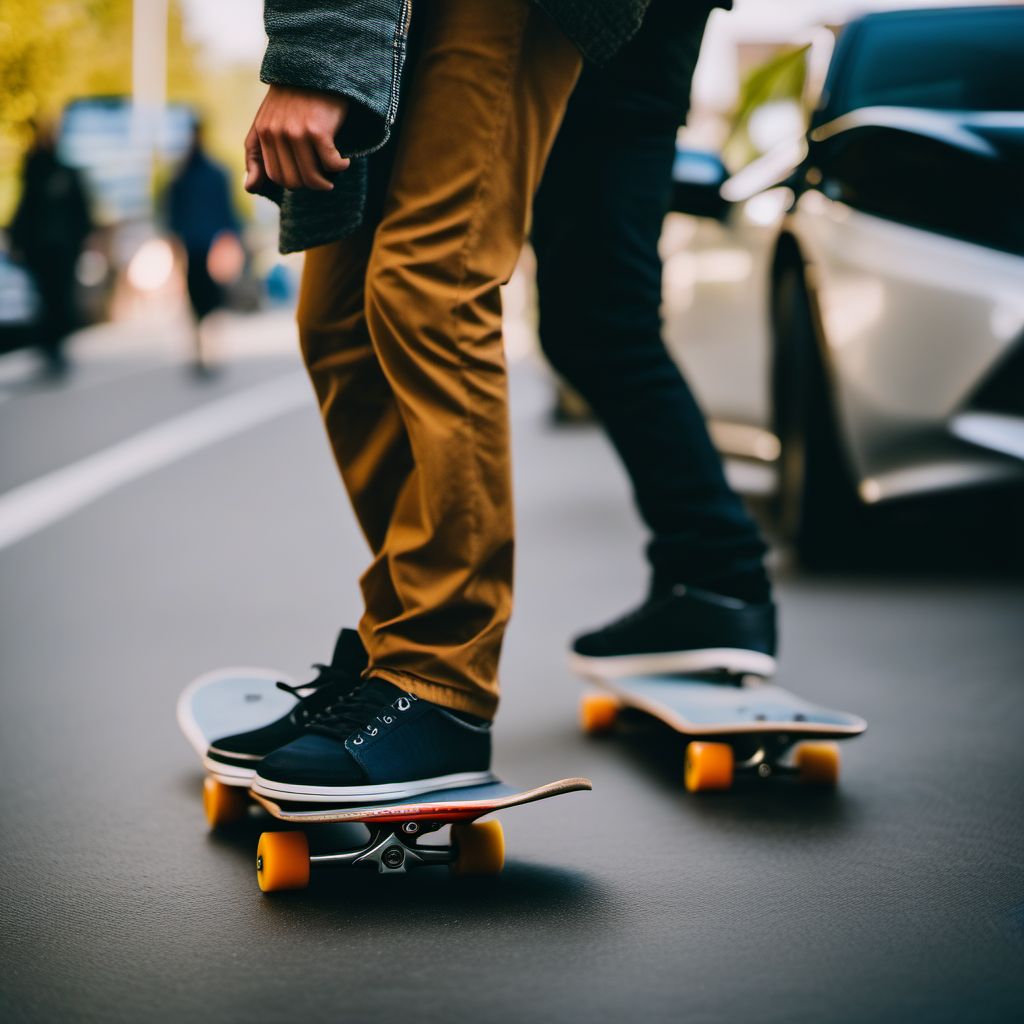 Pedestrian on foot injured in collision with skateboarder digital illustration