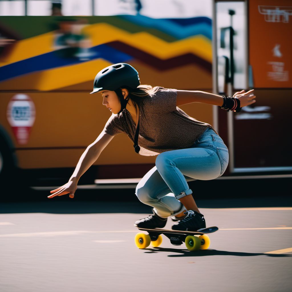 In-line roller-skater colliding with stationary object digital illustration