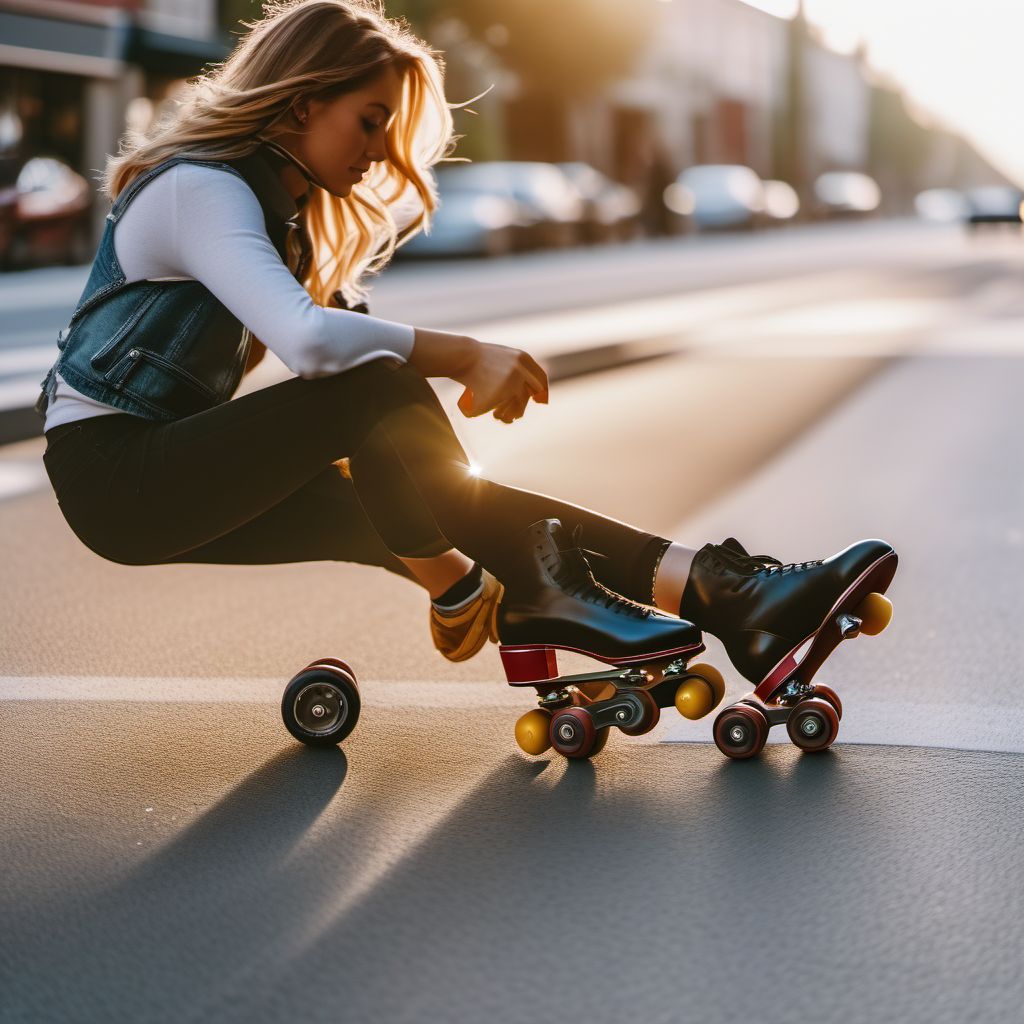 Pedestrian on roller-skates injured in collision with pedal cycle in nontraffic accident digital illustration