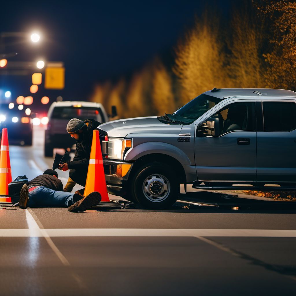 Pedestrian with other conveyance injured in collision with car, pick-up truck or van in nontraffic accident digital illustration