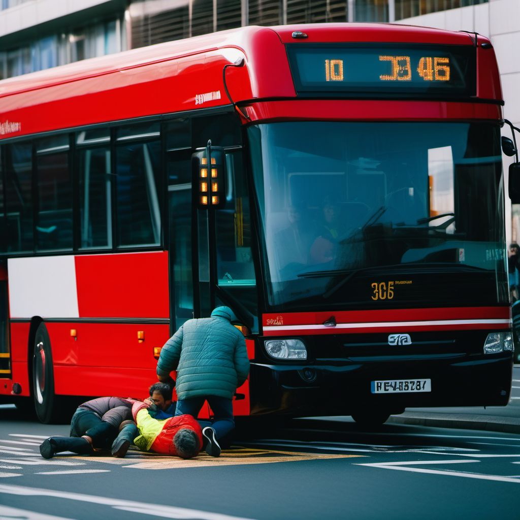 Pedestrian injured in collision with heavy transport vehicle or bus digital illustration