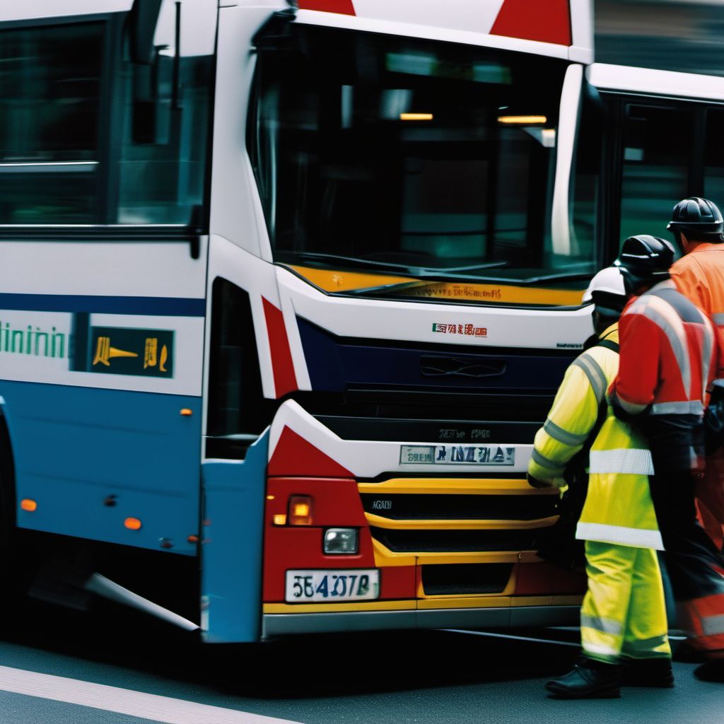 Pedestrian on foot injured in collision with heavy transport vehicle or bus, unspecified whether traffic or nontraffic accident digital illustration