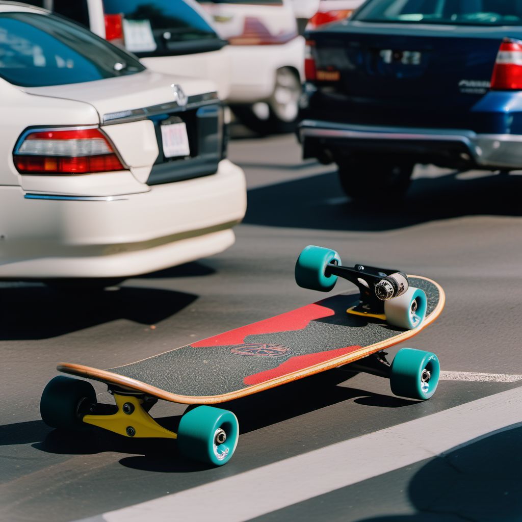 Pedestrian on skateboard injured in collision with other nonmotor vehicle in traffic accident digital illustration