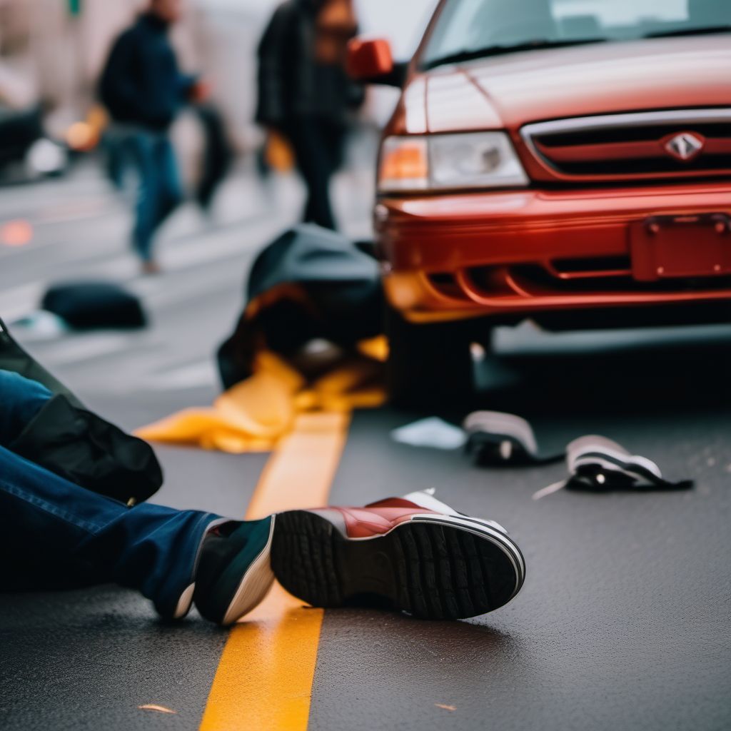 Pedestrian on foot injured in collision with other nonmotor vehicle, unspecified whether traffic or nontraffic accident digital illustration