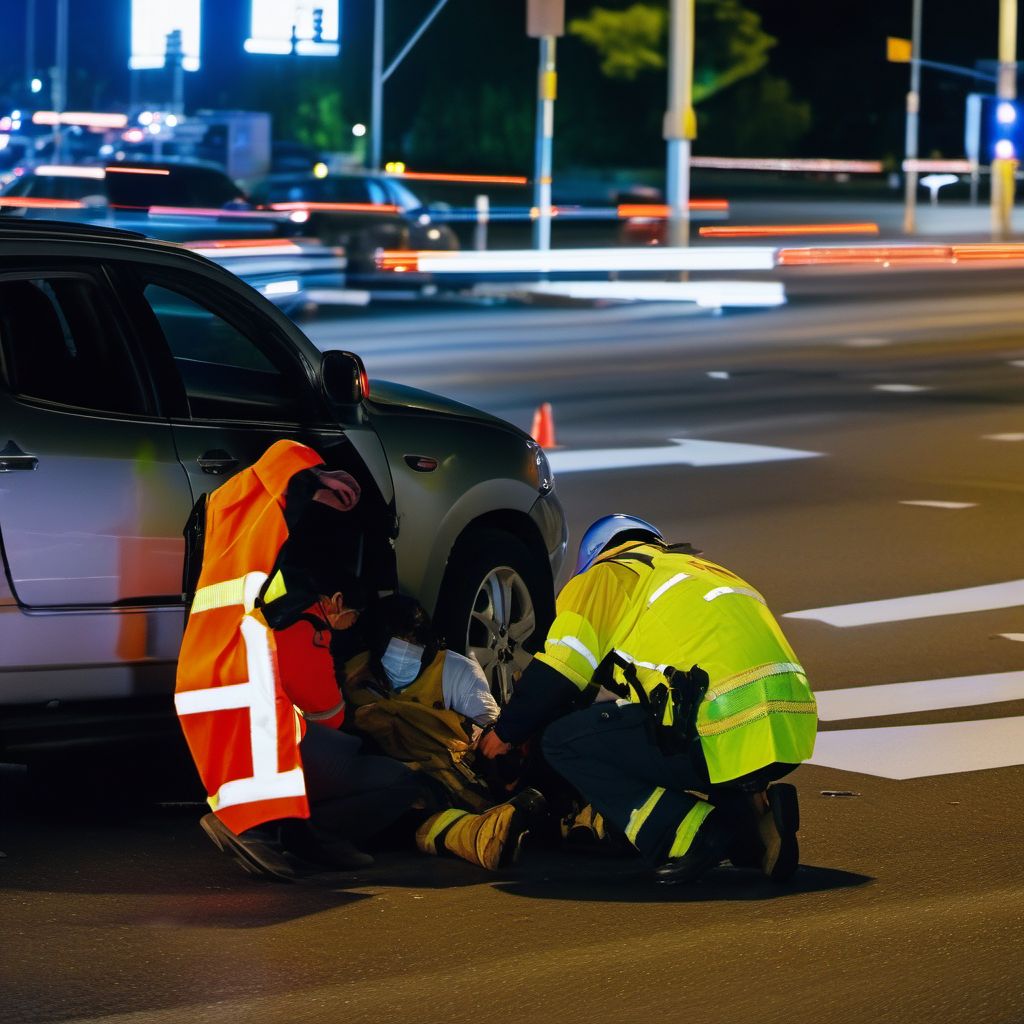 Pedestrian with other conveyance injured in collision with other nonmotor vehicle, unspecified whether traffic or nontraffic accident digital illustration