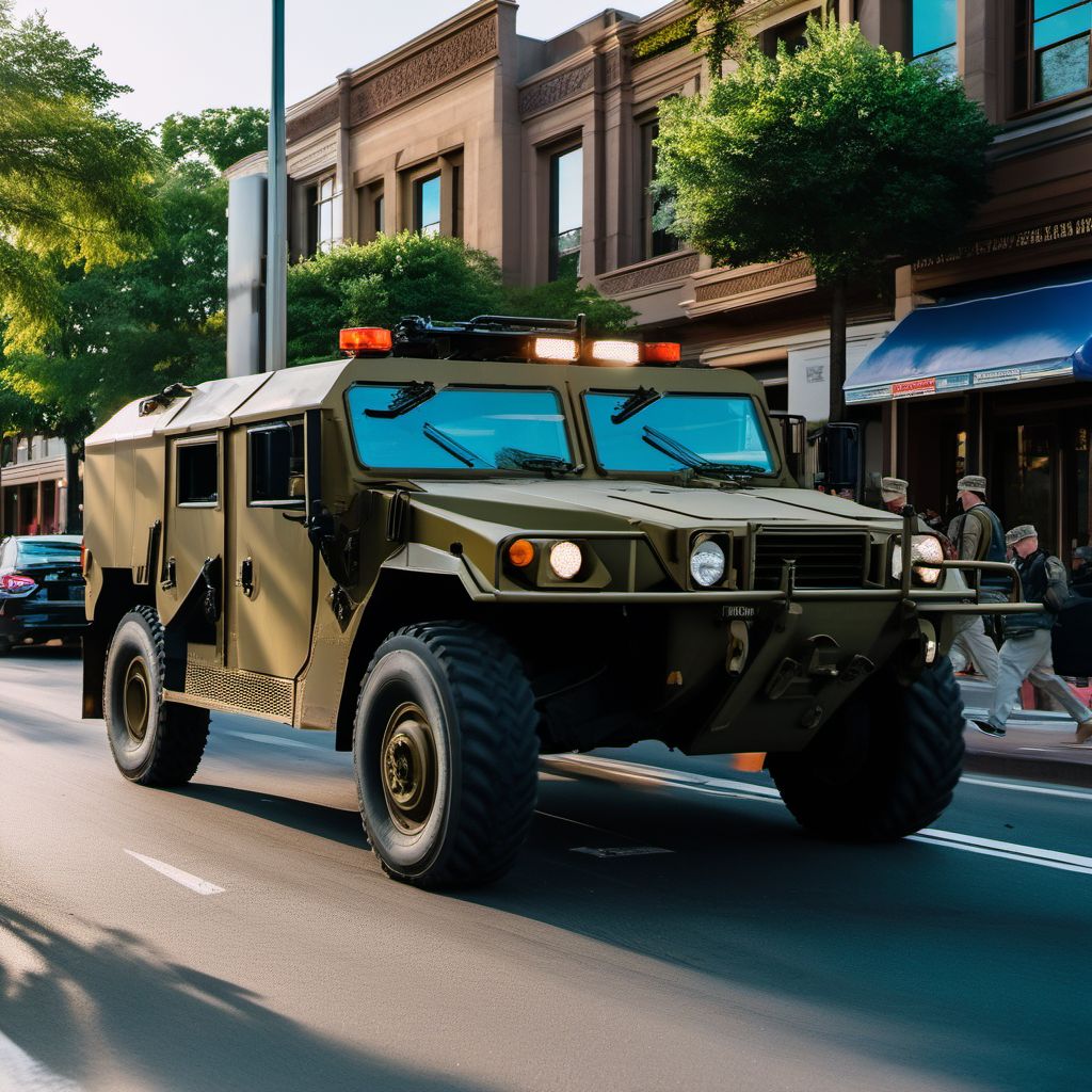 Pedestrian injured in nontraffic accident involving military vehicle digital illustration