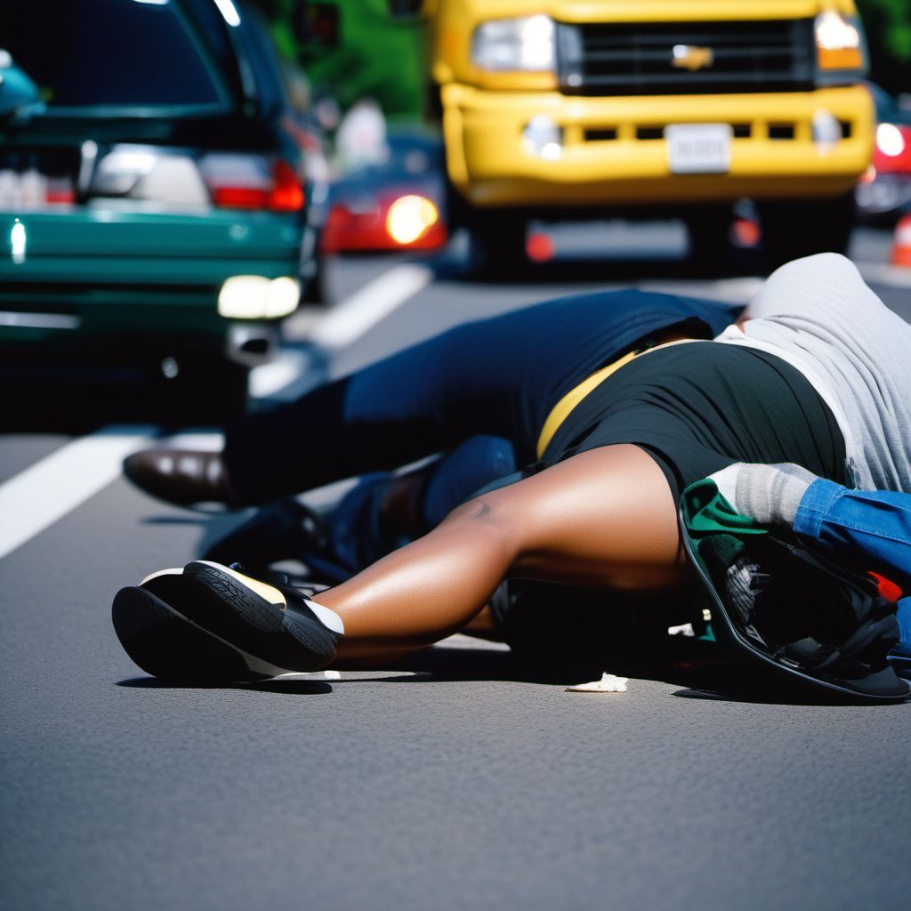 Pedestrian injured in traffic accident involving other and unspecified motor vehicles digital illustration