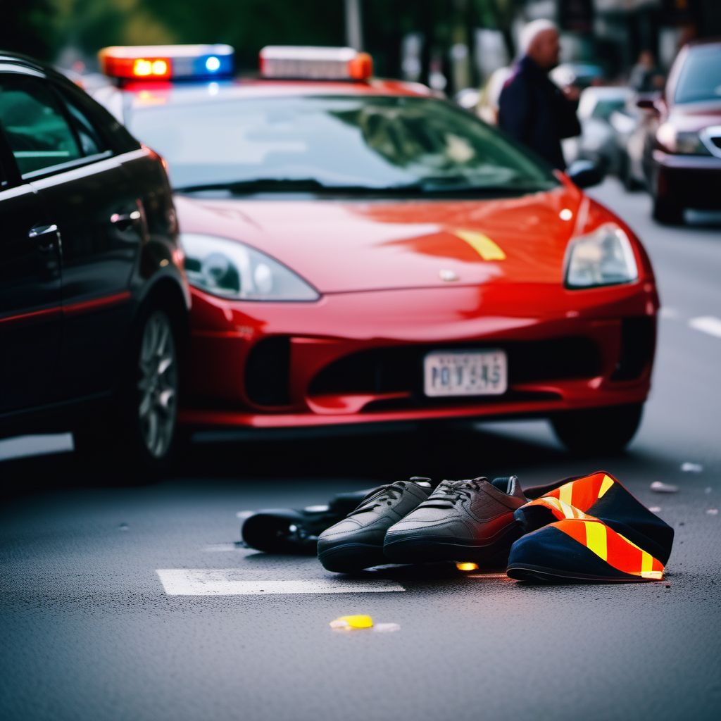 Pedestrian injured in traffic accident involving other motor vehicles digital illustration