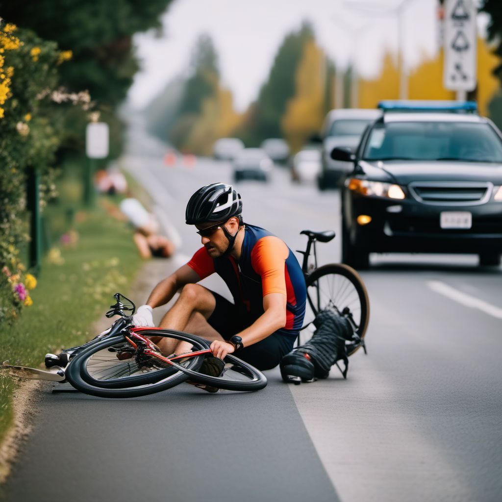 Unspecified pedal cyclist injured in collision with pedestrian or animal in nontraffic accident digital illustration