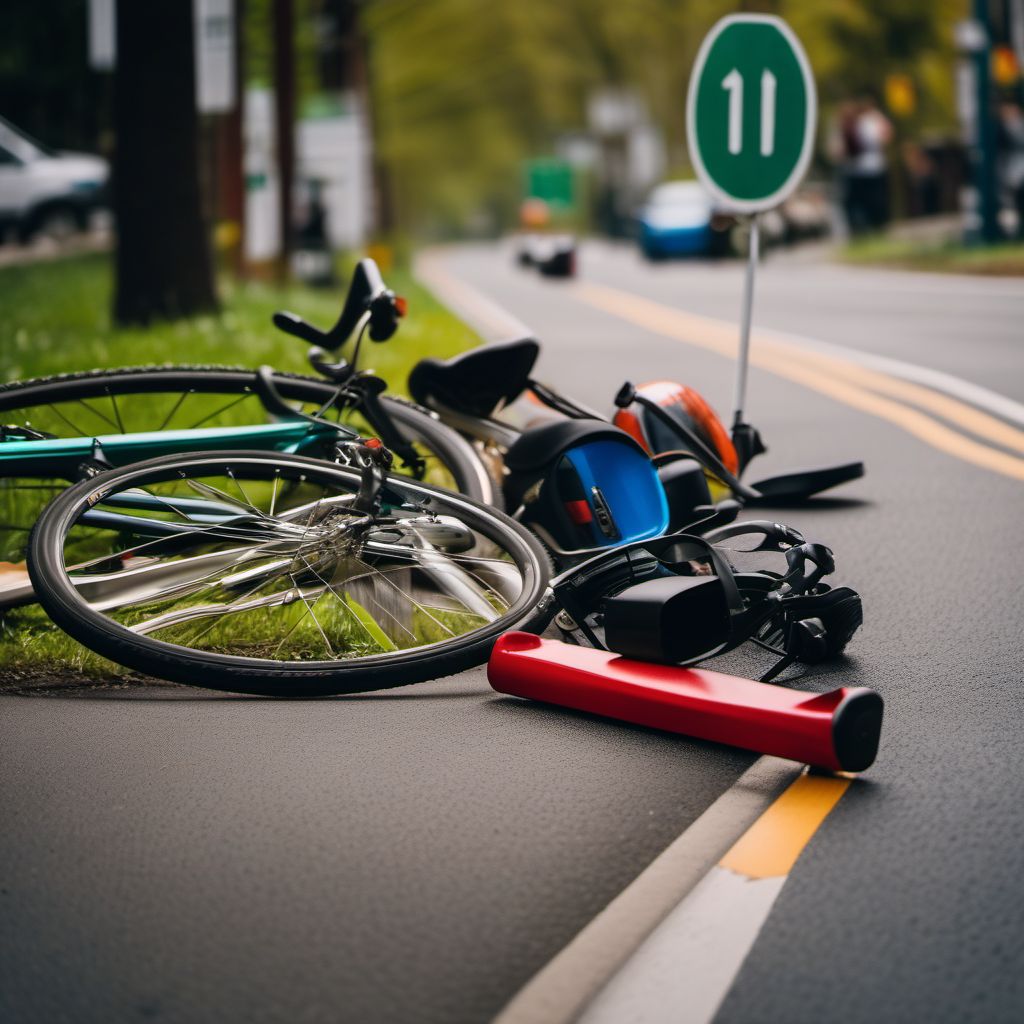 Pedal cycle passenger injured in collision with other pedal cycle in nontraffic accident digital illustration