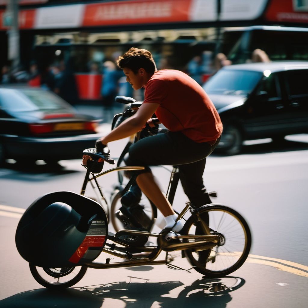 Person boarding or alighting a pedal cycle injured in collision with other pedal cycle digital illustration