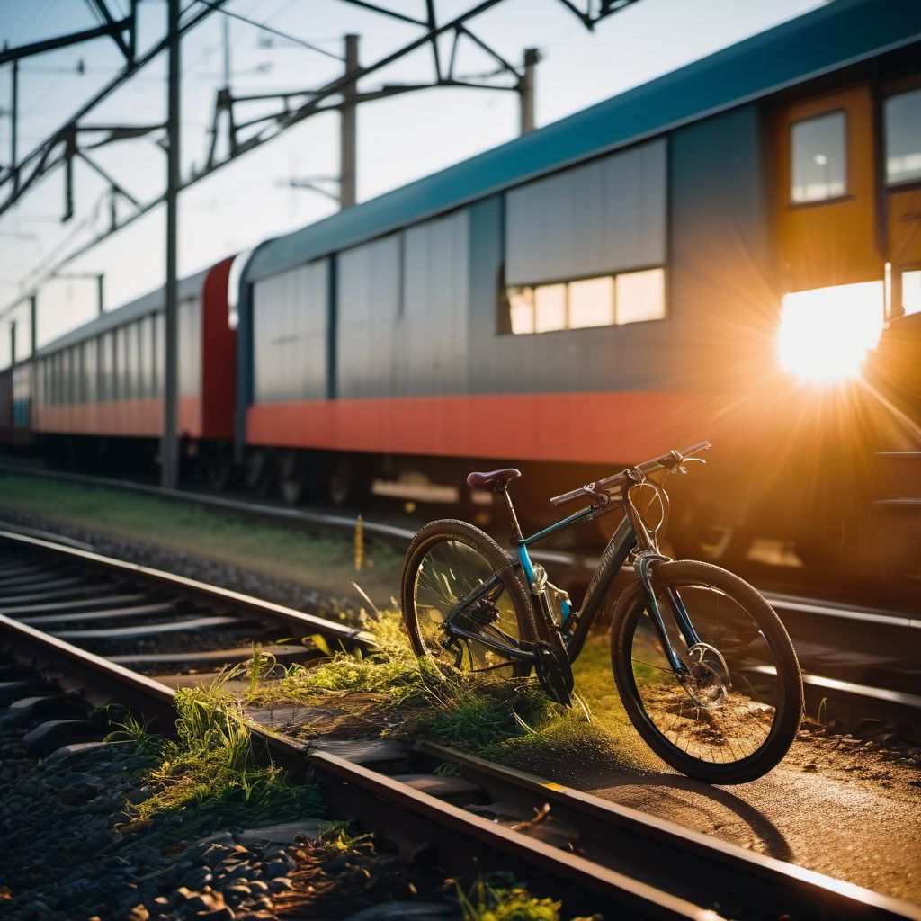 Pedal cycle passenger injured in collision with railway train or railway vehicle in nontraffic accident digital illustration