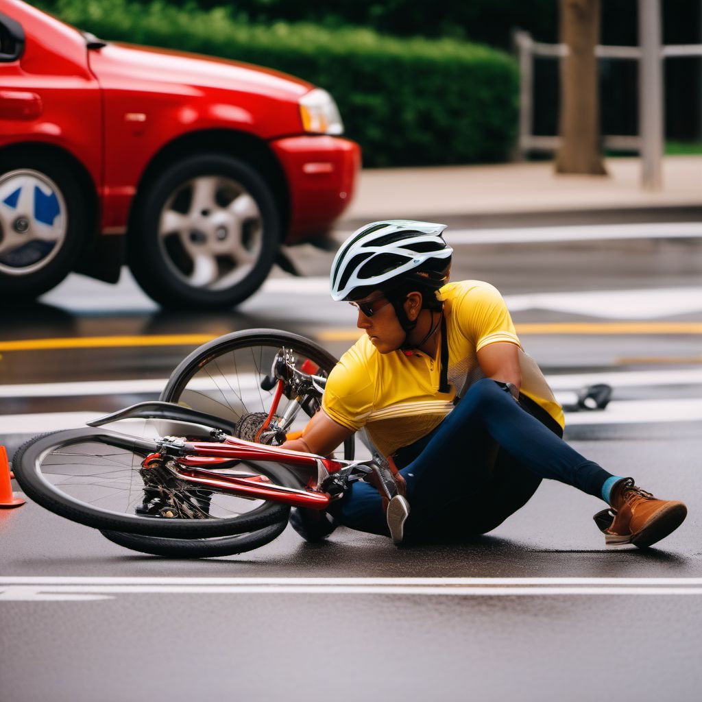 Pedal cycle rider injured in collision with other nonmotor vehicle digital illustration