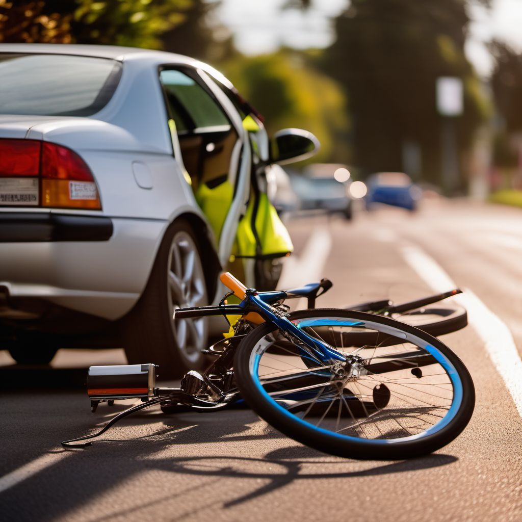 Pedal cycle driver injured in collision with other nonmotor vehicle in nontraffic accident digital illustration