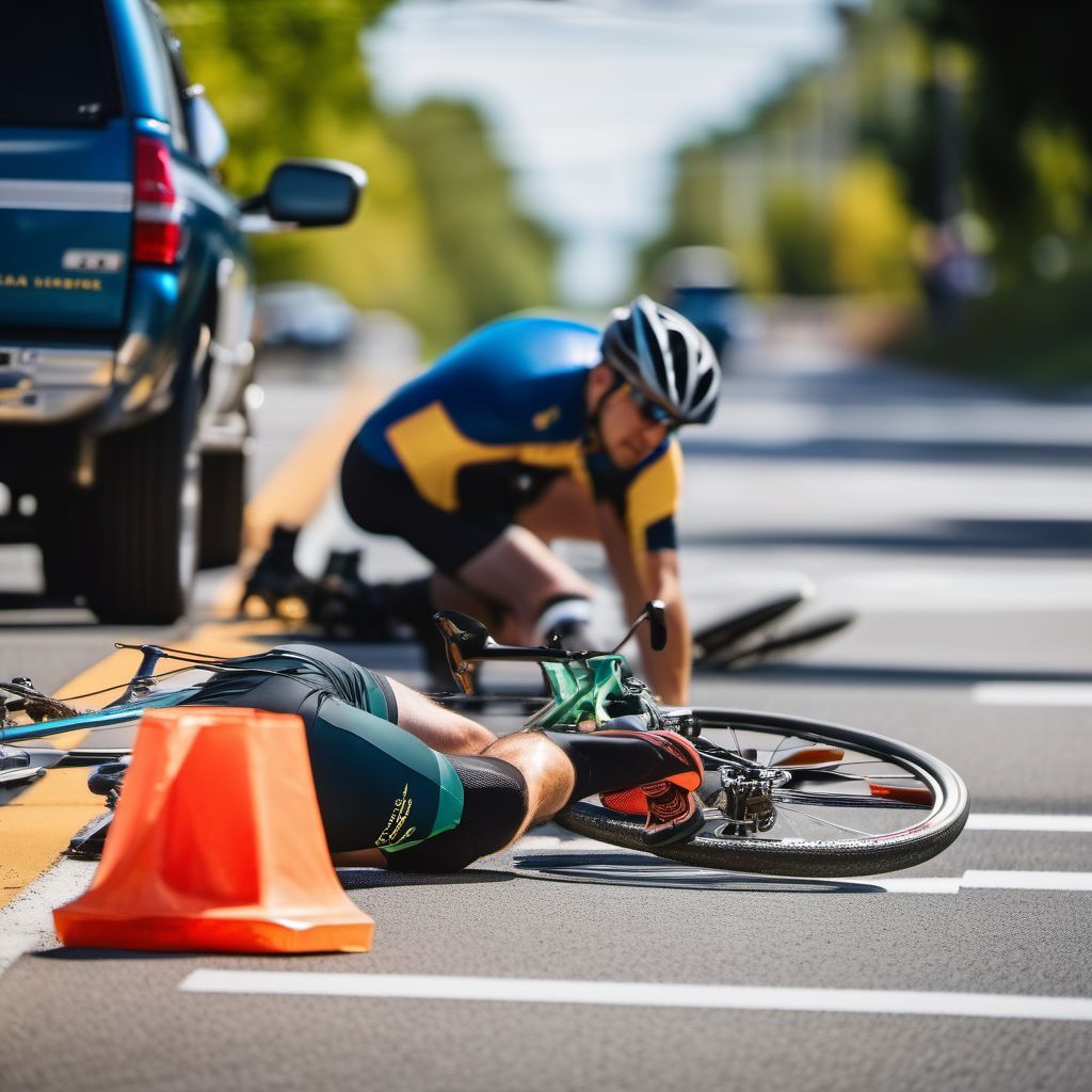 Unspecified pedal cyclist injured in collision with other nonmotor vehicle in nontraffic accident digital illustration