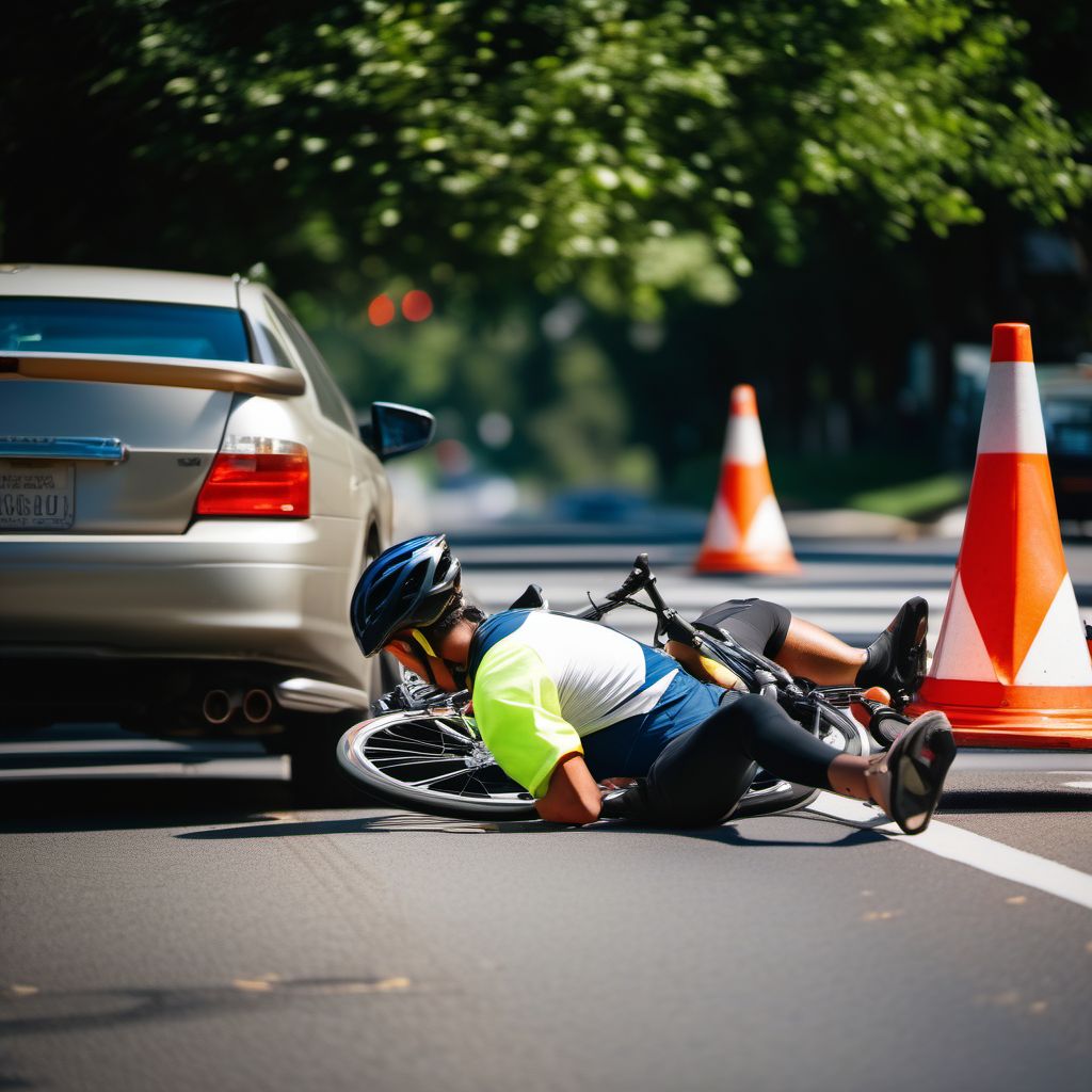 Pedal cycle driver injured in collision with other nonmotor vehicle in traffic accident digital illustration