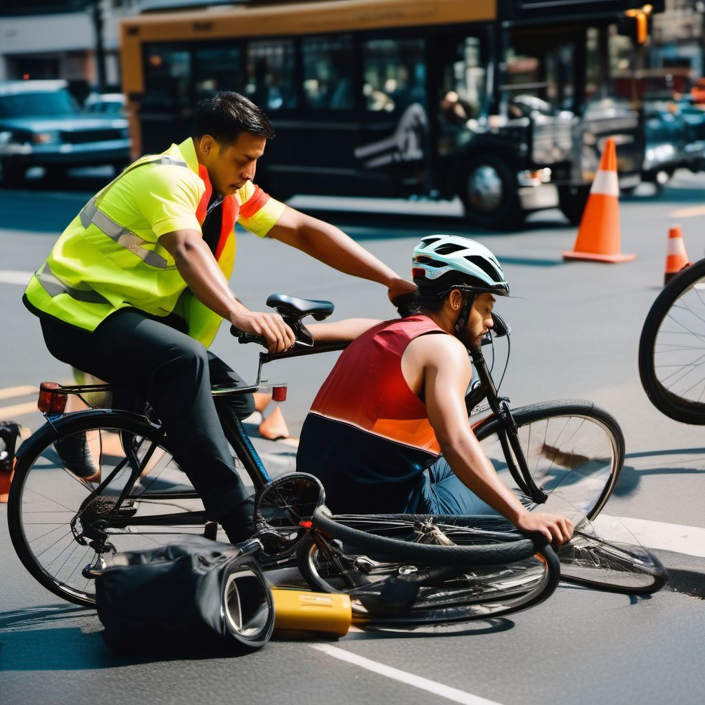 Pedal cycle passenger injured in collision with other nonmotor vehicle in traffic accident digital illustration