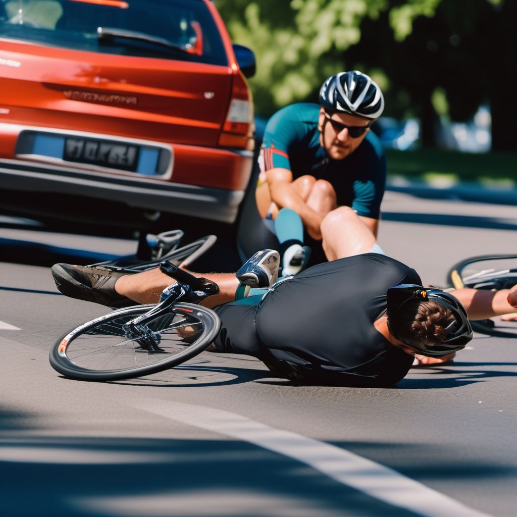 Unspecified pedal cyclist injured in collision with fixed or stationary object in nontraffic accident digital illustration