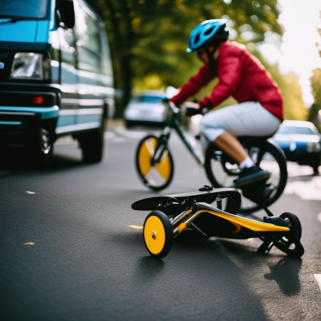 Person boarding or alighting a pedal cycle injured in collision with fixed or stationary object digital illustration