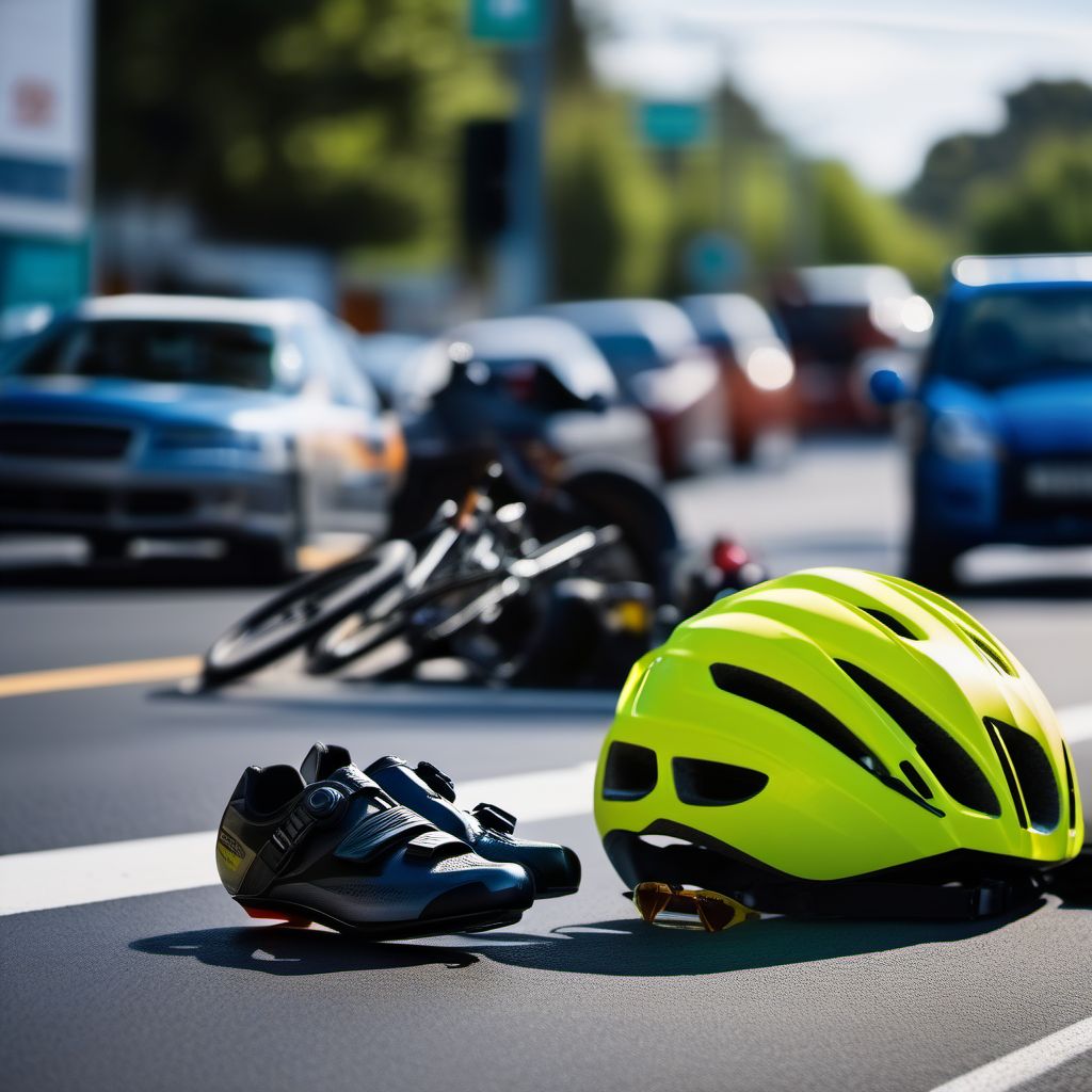 Unspecified pedal cyclist injured in collision with fixed or stationary object in traffic accident digital illustration