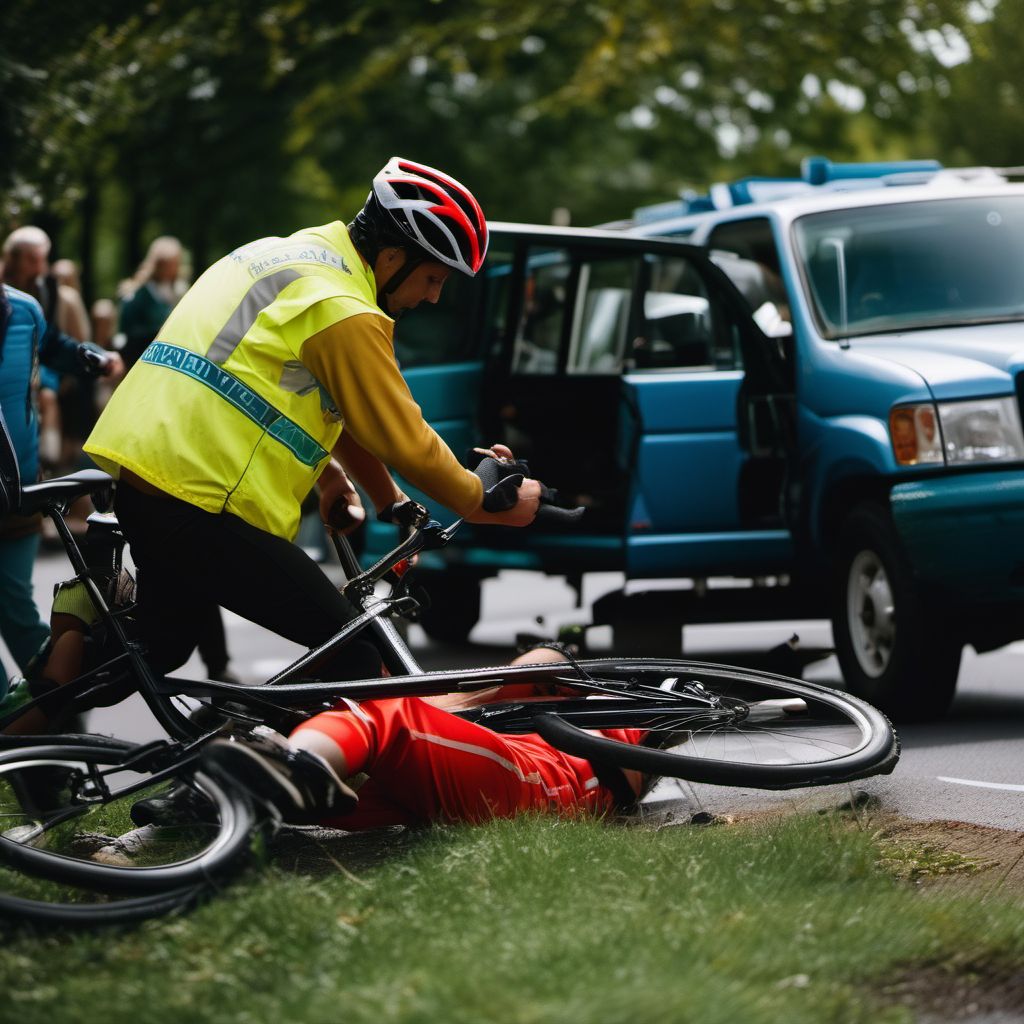 Pedal cycle rider injured in noncollision transport accident digital illustration