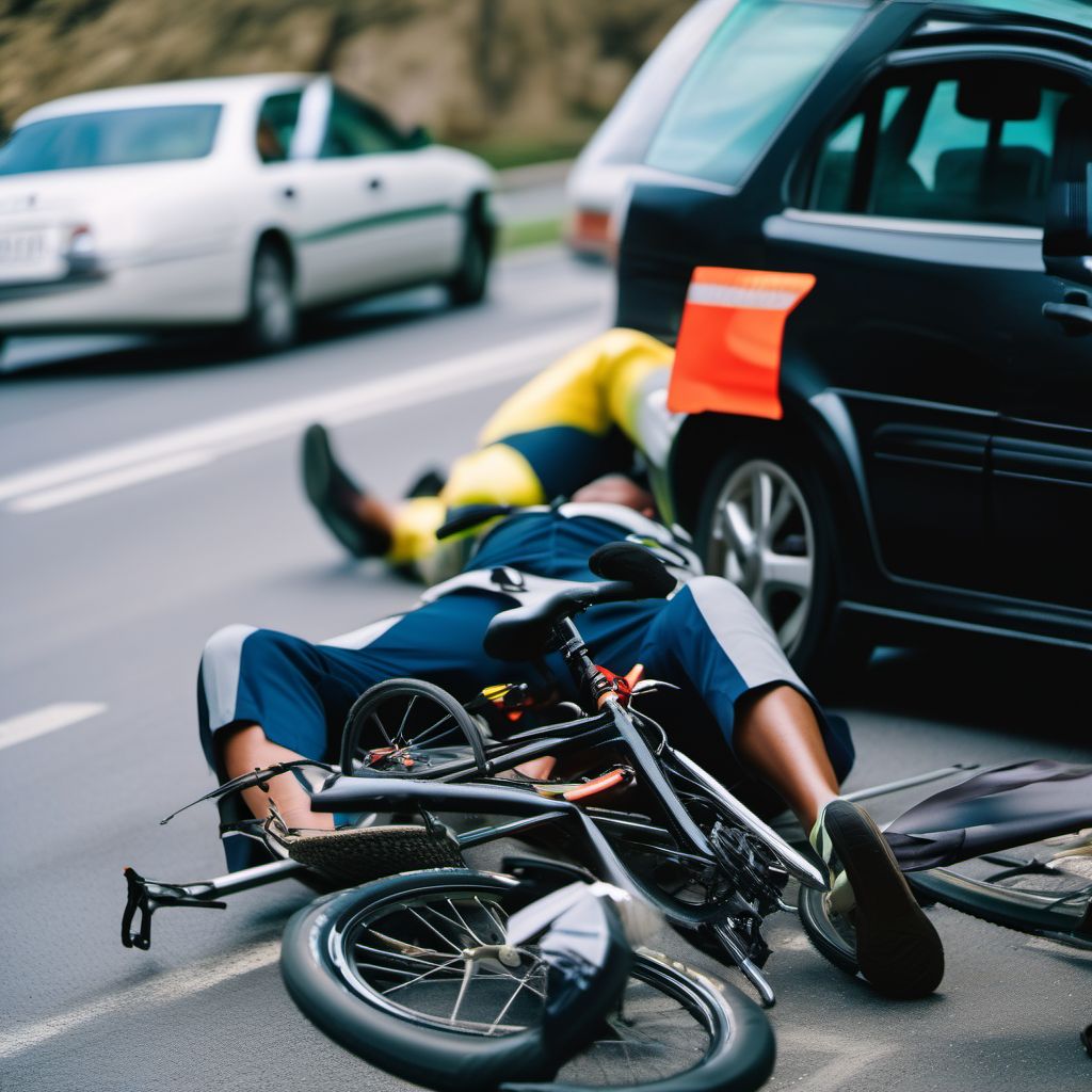 Pedal cycle passenger injured in noncollision transport accident in nontraffic accident digital illustration