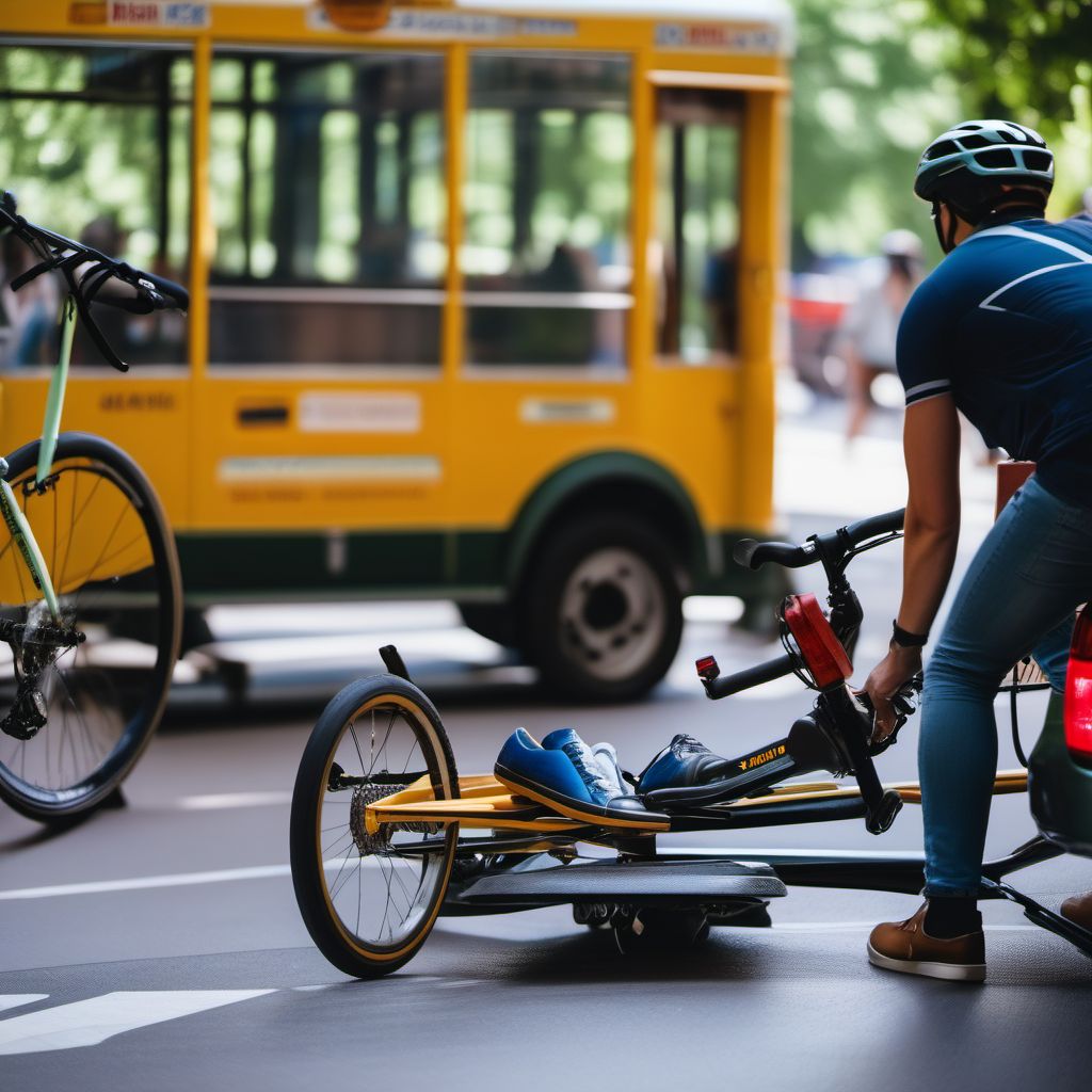 Person boarding or alighting a pedal cycle injured in noncollision transport accident digital illustration