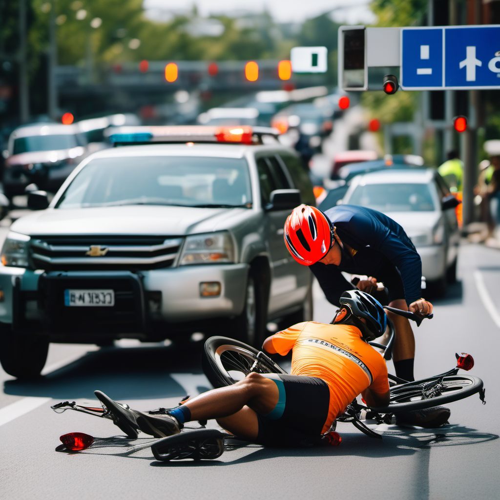 Pedal cycle driver injured in noncollision transport accident in traffic accident digital illustration