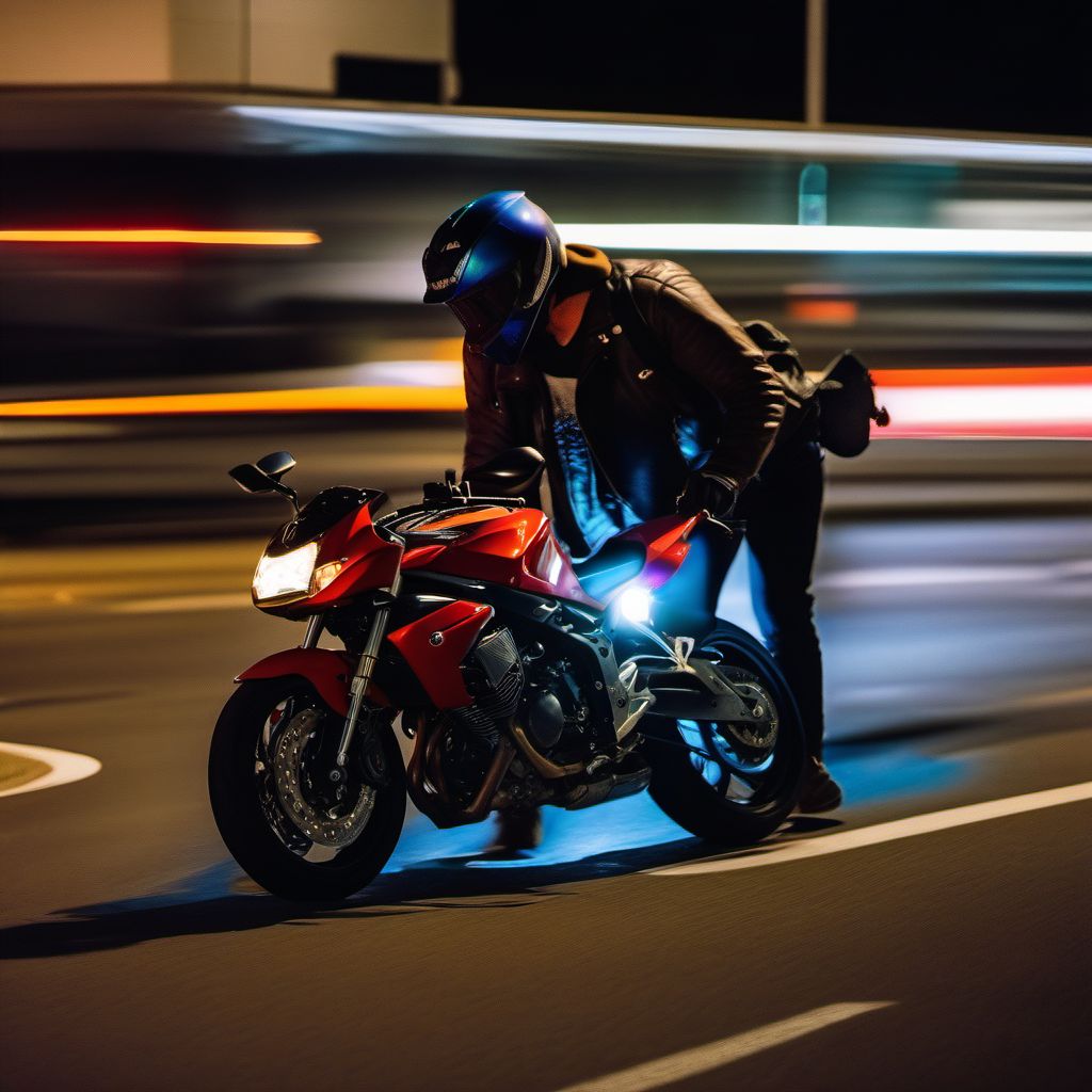 Person boarding or alighting a motorcycle injured in collision with other nonmotor vehicle digital illustration