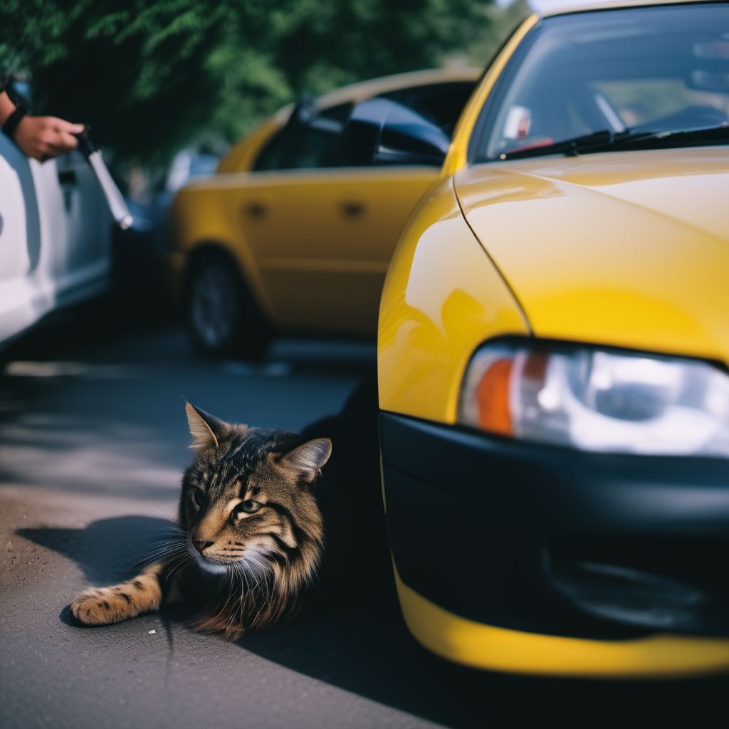 Car occupant injured in collision with pedestrian or animal digital illustration