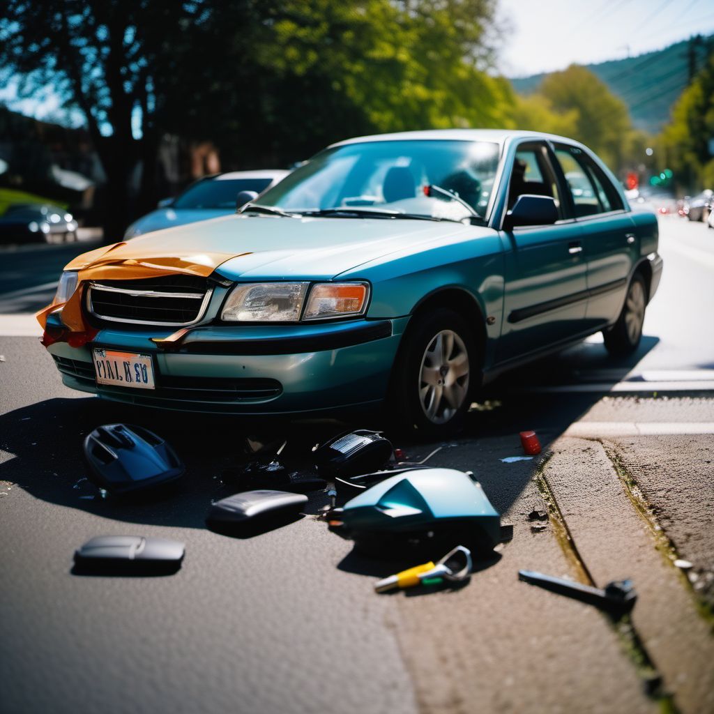 Car driver injured in collision with other type car in nontraffic accident digital illustration