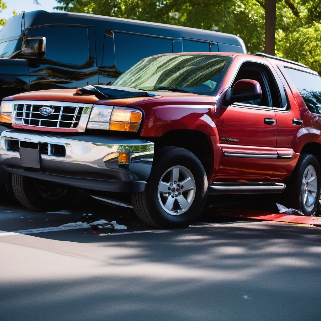 Unspecified car occupant injured in collision with sport utility vehicle in traffic accident digital illustration