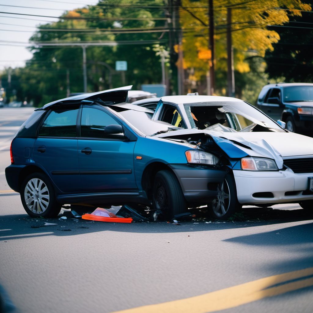 Car driver injured in collision with other nonmotor vehicle in nontraffic accident digital illustration