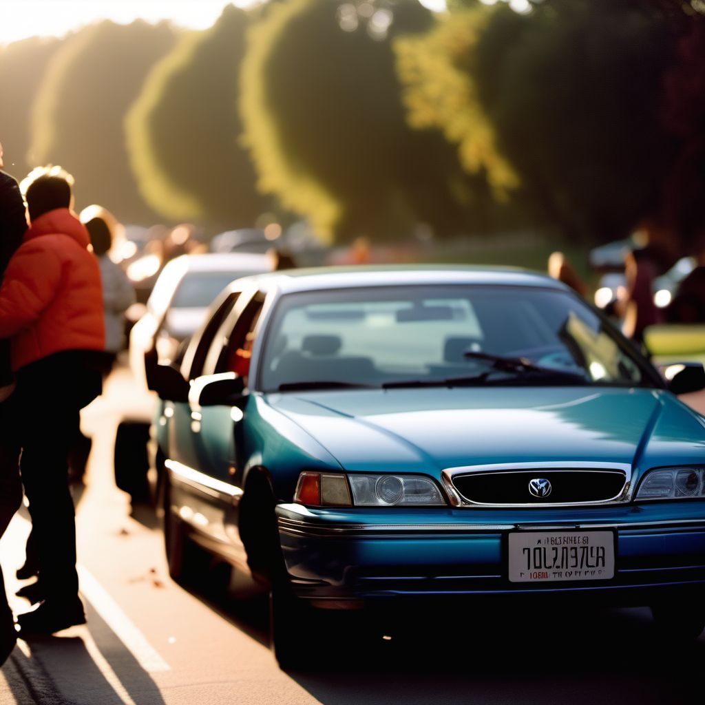 Person boarding or alighting a car injured in collision with other nonmotor vehicle digital illustration