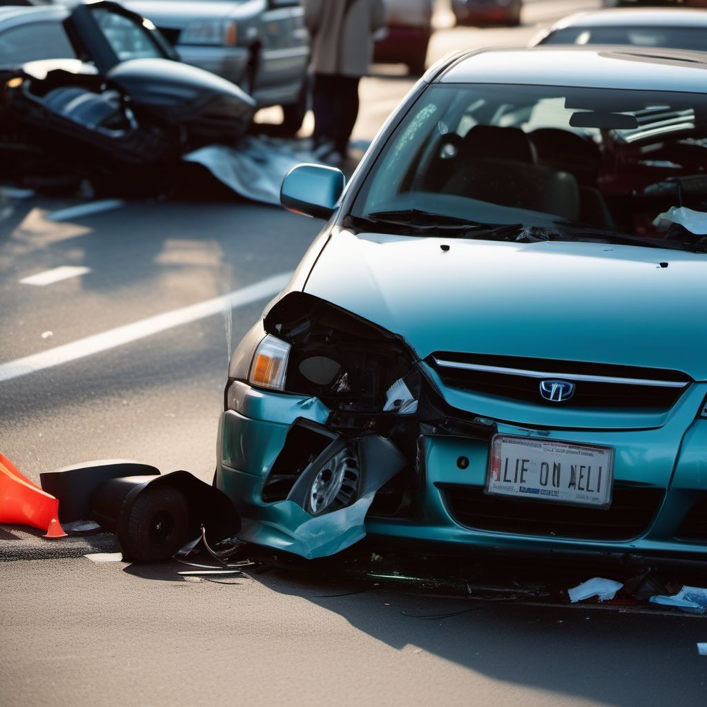 Car driver injured in collision with other nonmotor vehicle in traffic accident digital illustration